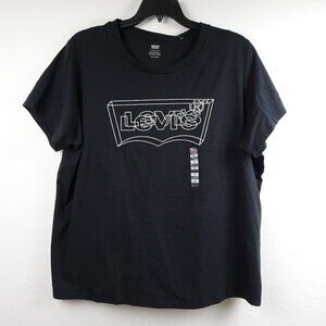 Levi's Glitter Logo T-Shirt Women's Size 3X Black Cotton Spell Out Logo